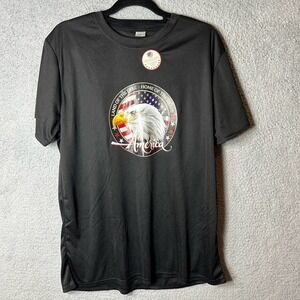 Disabled Veterans T Shirt Men Large Black Land of the Free Home of the Brave Tee